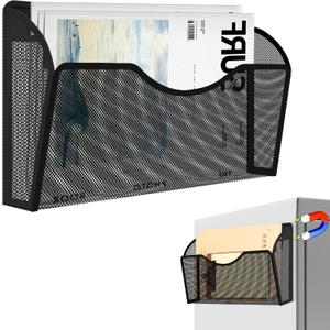 Magnetic File Holder 1 Pockets File Folder Organizer, Office Hanging Magazine Rack for File Cabinets, Magnetic Paper Holder, No Drilling Mail Organizer for Refrigerator, Office