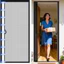 Beeveer Retractable Screen Door with Sliding Track Fits Door Size 33" x 80" (Curtain Size 34'' x 81'') Pet Friendly Magnetic Fiberglass Mesh Screen for Patio French Sliding Doors Weighted Bottom
