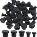 GORGECRAFT 50PCS 5 Sizes Silicone Hole Plug Black Round Rubber Waterproof Button Hole End Covers Soft Flexible Stopper Fit for 4-9.5mm Inner Diameter Hole Bottles Pipes Flower Pots