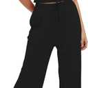 Darong Women's 2 Piece Outfits Lounge Sets Off Shoulder Short Sleeve Tops and High Waisted Wide Leg Pants Tracksuit Sets (Black, M)