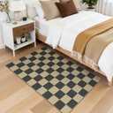 Lessymo Checkered Easy Jute Entryway Rug, 3x5 Washable Area Rugs for Living Room Outdoor Patio, Non Slip Farmhouse Carpet Indoor Door Mat for Entry Front Door Guestroom Deck, Diamond Black/Beige