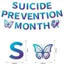 2 x Suicide Prevention Awareness Party Decorations,Include Suicide Prevention Month Banner and Hanging Swirls and Honeycomb Centerpieces for Suicide Prevention Month Party Supplies.