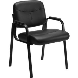 OLIXIS Office Waiting Room Chair, Leather Desk Reception Guest Stationary Side Chairs with Padded Arms for Home Conference Lobby Medical Clinic