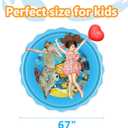 Mademax Upgraded 67" Splash Pad, Sprinkler & Splash Play Mat, Inflatable Summer Outdoor Sprinkler Pad Water Toys Fun for Children, Infants, Toddlers, Boys, Girls and Kids (Blue)