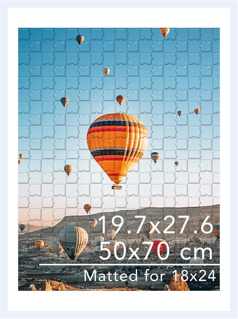 19.7x27.6 Puzzles Frame for 50x70 cm Puzzles Poster Photo Picture, Display 18x24 with Mat or 19.7 x 27.6 without, Wall Hanging 19.7 by 27.6 inch 1000 Pieces Puzzles Frame, White