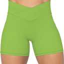 Sunzel Crossover Biker Shorts for Women, No Front Seam V High Waist Yoga Workout Gym Shorts with Tummy Control (Medium, Green)
