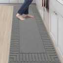 BEQHAUSE-Kitchen-Rugs-Washable-Kitchen-Mats-for-Floor Non-Slip Kitchen Mat Absorbent Kitchen Runner Rug with TPR Non Skid Backing,Grey, 24”x71”