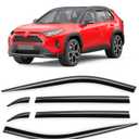 6-pcs Window Rain Guards Fit for Toyota RAV4 2019-2025 RAV 4 Low-Profile Rain Guard Extra Durable Window Deflectors Tape-On Window Visor Vent Visors Vent Shades Exterior Car Accessories