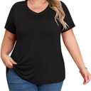 POSESHE Plus Size Tops Sexy Short SleeveTunic Top V Neck Cute Blouse Tunic Top 3XL