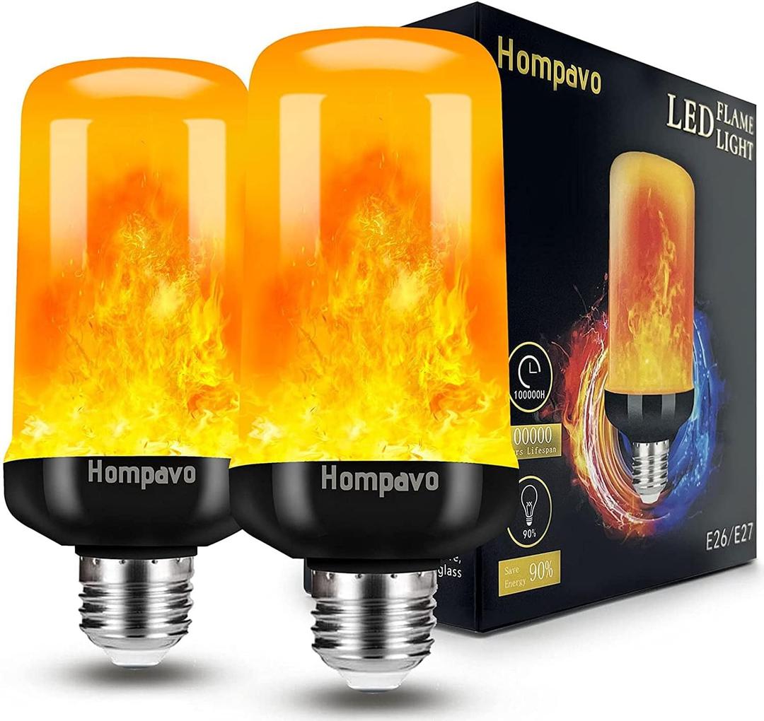 Hompavo Upgraded LED Flame Light Bulbs, 4 Modes Flickering Light Bulbs with Upside Down Effect, E26/E27 Flame Bulb for Halloween Christmas Party Patio Porch Home Indoor & Outdoor Decorations - 2