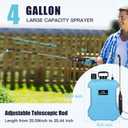 4 Gallon Battery Powered Sprayer, Electric Garden Sprayer, Backpack Sprayer with 3 Mist Nozzles & USB Rechargeable Handle & Retractable Wand & Adjustable Strap for Lawn, Garden, Yard