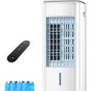 Portable Air Conditioners, 3-IN-1 Evaporative Air Cooler w/ 4 Ice Packs, 3L Water Tank for Cooling, 7H Timer for Auto-Off, Swamp Coolers with 70° Oscillation, Portable Ac Unit for Room Bedroom, White