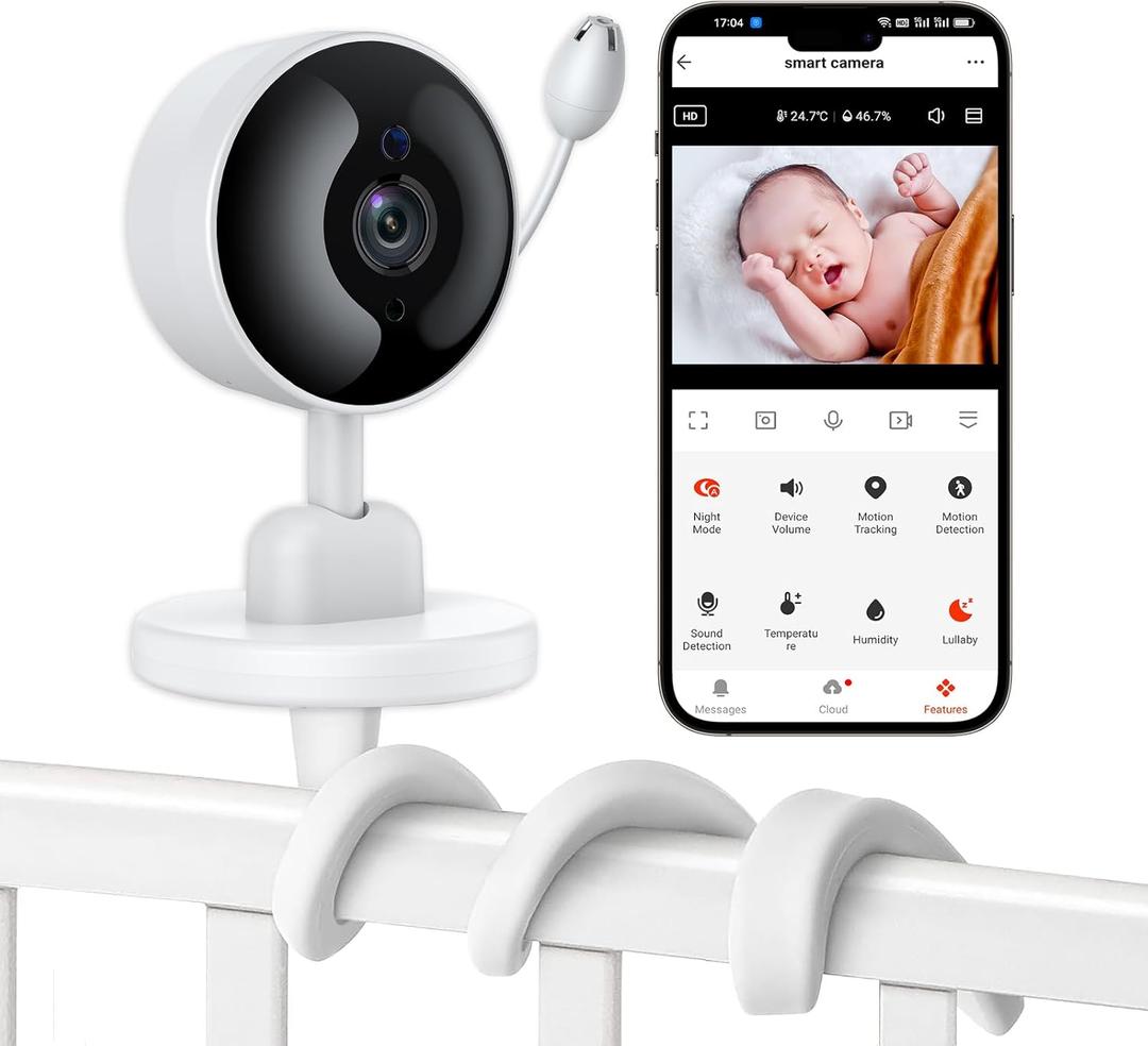 Baby Monitor with Camera and Audio, 2K WiFi Indoor Video Baby Camera with Mount, Motion & Cry Detection, Temp & Humidity Sensor, Night Vision, 2 Way Audio, 4 Lullabies, APP Control Baby Monitor with Camera and Audio, 2K WiFi Indoor Video Baby Camera with Mount, Motion & Cry Detection, Temp & Humidity Sensor, Night Vision, 2 Way Audio, 4 Lullabies, APP Control