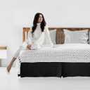 LUX Décor Twin Bed Skirts 16 Inch Drop - Brushed Microfiber Pleated Bed Skirt - Easy Fit, Wrinkle & Fade Resistant (Twin, Black)