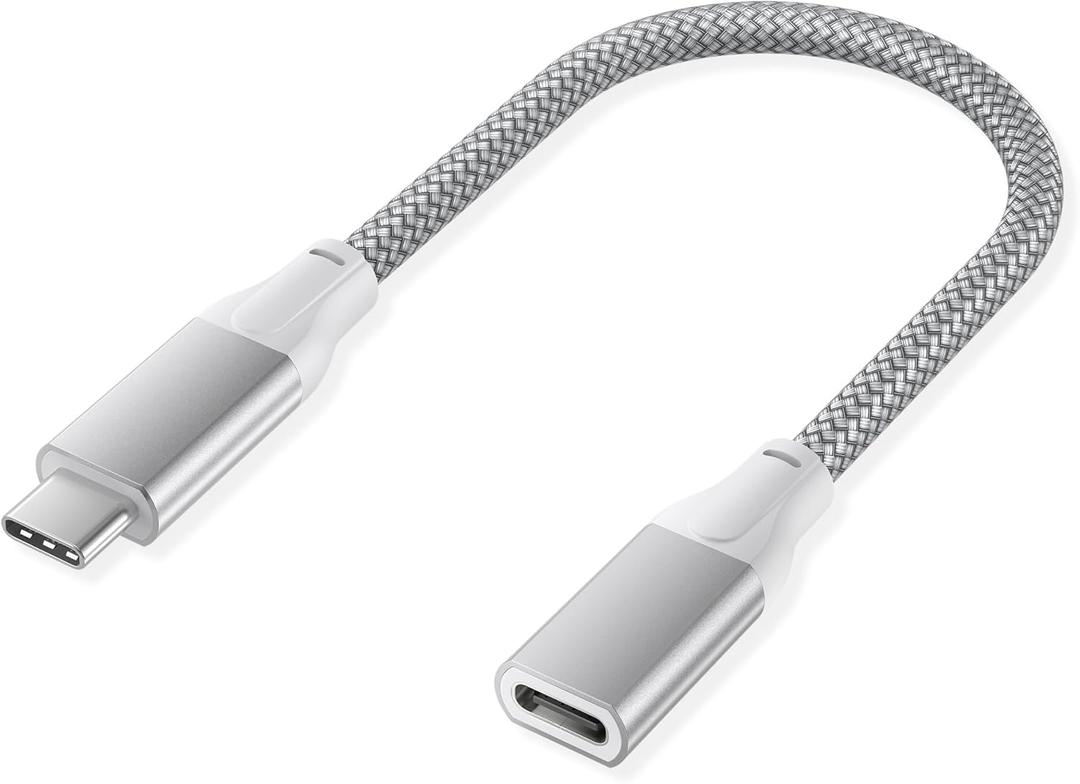Basesailor Short USB Type C Extension Cable 0.66FT/0.2M for iPhone 17 Air,USB C 3.1 3.2 Gen2 10Gbps Male to Female Extension Cord for iPhone 16 15 Pro Max,Charging Cable for iPad Air 4 5 Mini 6 7