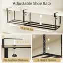 Expandable Shoe Rack Organizer for Cabinet, Adjustable Hanging Under Shelf Storage, Sturdy Round Tube Design, Space Saving Shoe Shelf for Closet, Entryway, Laundry Room, Black