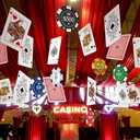 Jenaai Casino Party Hanging Decorations Casino Night Party Banners Poker Dice Red Curtains Hanging Decoration Photo Booth Props for Las Vegas Poker Dice Birthday Game Night Celebrations(Classic)
