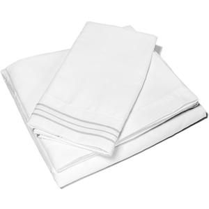 Microfiber Bedding Set (Twin, White)  Non-Slip Deep Pockets  Cute & Comfortable Bed Sheets & Pillow Cases
