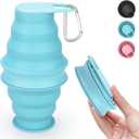 Nefeeko Collapsible Water Bottle,17oz(500ml) Reuseable BPA Free Silicone Foldable Water Bottles for Travel Gym Camping Hiking, Portable Leak Proof Sports Water Bottle with Carabiner (Blue)