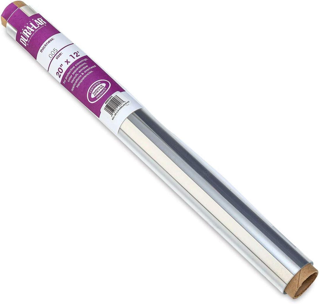 Grafix Dura-Lar 0.005" Film, Ultra Clear, Glossy 20" x12', Material, Mylar/Acetate Alternative for, Blank Stencils and Templates, Protection, Transparencies, Windows, Arts and Crafts, Roll