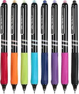 Mr. Pen Retractable Gel Pens, 8 Pack, Vibrant Barrels, Fast Dry, Colorful Ink Gel Pens Fine Point 0.7mm
