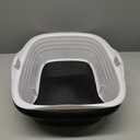 Arm & Hammer Rimmed Cat Litter Box with High Sides and Microban, Made in USA (Pearl White/ Dark Gray)