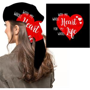 3 x Silk Scarf for Women,Digital Printed Scarves 20.8" x 21.6" Neck Scarf Breathable Lightweight for Nurses Gift Packed (Heart..)