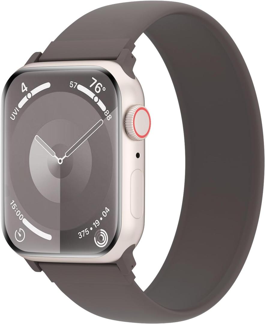 Silicone Solo Loop Bands Compatible with Watch Band, Clay, 42mm(Series 3)/44mm/45mm/46mm/49mm M