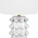 Henn&Hart 26" Tall Ceramic Table Lamp with Fabric Shade in Matte White/White