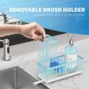 Cisily Sponge Holder for Kitchen Sink, Sink Caddy Organizer with High Brush Holder, Kitchen Countertop Organizers and Storage Essentials, Rustproof 304 Stainless Steel (Blue, 9.25)
