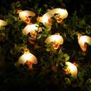 Solar Honeybee String Lights 30LED Outdoor Waterproof Simulation Cute Bee Shape Fairy String Light Decor for Garden Patio Xmas Decorations Warm White