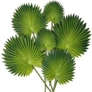 6 Pcs Pu Foam Artificial Palm Leaves Faux Palm Tropical Leaves Fake Palm Fronds for DIY Wedding Bouquets Fake Leaves for Centerpieces Arrangements Bridal Shower Palm Leaf for Party Home Decorations