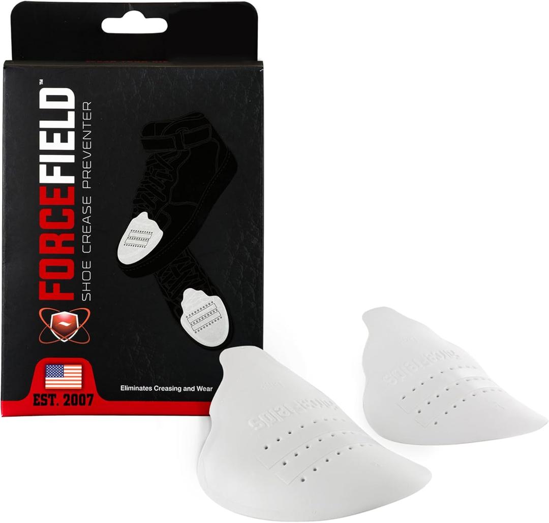 FORCEFIELD Shoe Crease Preventer - Foam Crease Protector for Shoes & Boots - Fits Inside Toe Box, Prevents Creasing - Adhesive Strips for Secure Fit - Fits Kids Size 4-7, Womens 5-12, Mens 8+ (Medium)