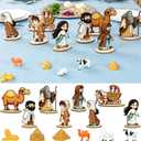 Vicenpal 14 Pcs Passover Table Centerpiece Happy Passover Egyptian Figurines Ancient Jewish Pesach Wooden Tabletop Decor with Base Sphinx Camel Pyramid Moses Crowd for Jewish Indoor Party Decor