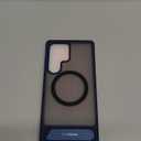 TORRAS Strong Magnetic & Seamless Stand for Samsung Galaxy S25 Ultra Case, Fit for MagSafe, Mil-Grade Drop Protection, Kickstand for Samsung Galaxy S25 Ultra Case, Translucent Back/Blue Edge