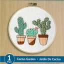 Leisure Arts Embroidery Kit 6" Cactus Garden- cross stitch kits for beginners - embroidery kit for beginners - embroidery kits for adults - embroidery kits for adults
