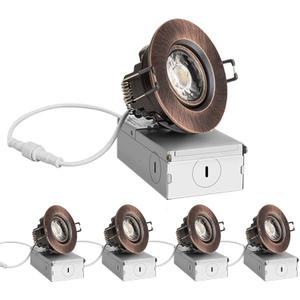 ZYC 3 Inch Recessed LED Lights - 4 Pack Oil-Rubbed Bronze Round Gimbal Light, LED Downlight Gimbal - 900 Lumens, 8 Watts, Dimmable, 5CCT, Recessed Ceiling Lighting Fixture, ETL Listed, 4 Pack-3IN-BR