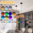 Battery Operated Pendant Light with Remote,Battery Ceiling Lights No Wiring,Battery Chandelier with RGB Rechargable Light Bulbs 50hrs Battery Life,2 Pack Rattan Boho Hanging Light for Kitchen Island