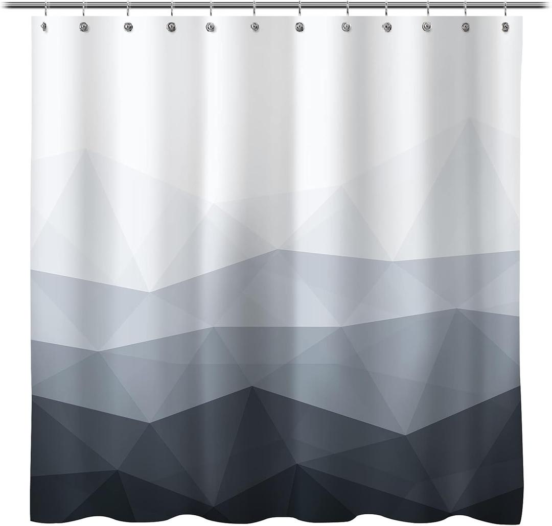 Sunlit Designer Shower Curtain, Popular Shower Curtain, Ombre Cool Gray Fabric Shower Curtains for Bathroom Decor, Contemporary Bathroom Curtains (71"W x 71"L, Pack of 1, Grey)