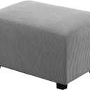 H.VERSAILTEX Ottoman Cover Slipcover Rectangle Fit Length 29"-34" Footrest Sofa Slipcovers Stool Cover Footstool Protector Covers Feature Stretch Thick Soft Jacquard Fabric Removable Washable - Dove