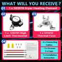 ADE4BRGS175TW01 Dryer Heating Element Kit Fit for Speed-queen ADEE8RGS173TW01 ADEE9RGS173TW01 ADE30RGS171TW01 ADEE9BGS173TW01 ATEE9ASP176TW01 ADE3SRGS173TW01 ADE3LRGS171TW01 ADE6HRYS177TW01