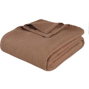 Superior Metro All-Season Cotton Blanket, Woven Blanket for Couch, Bed, Bedding, Farmhouse, Home Essentials, Cute and Cozy Bohemian Blankets, Herringbone Weave, Twin Size, Taupe