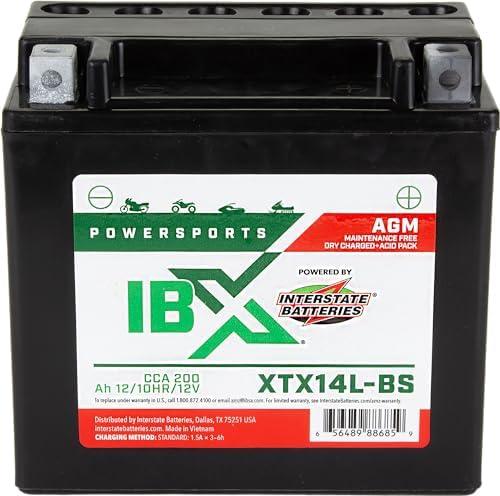 Interstate Batteries YTX14L-BS 12V 12Ah Powersports Battery 200CCA AGM Rechargeable Replacement Battery for Harley-Davidson Motorcycles (XTX14L-BS)