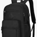 Black Backpack for Men and Women, Backpack for School Teens Boys and Girls, Lightweight Casual High School Bookbag, Daily-use Travel Laptop Backpack with USB Charging Port Fits 17.3 Inch Notebook