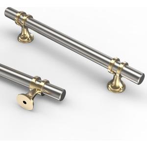 Asidrama 10 Pack 5 Inch(128mm) Gold and Brushed Satin Nickel Kitchen Cabinet Handles, Cabinet Pulls Kitchen Cabinet Hardware Cupboard Handles Drawer Pulls