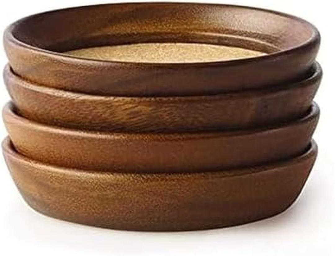 Kamenstein 4 Piece Set, Natural Acacia Wood and Cork Stackable Coasters, Set of 4