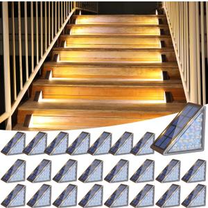VOLISUN Solar Step Lights Outdoor Waterproof, LED Outdoor Stair Lights, Solar Step Light for Outside, Deck Light Decor for Stair,Front Porch and Patio(Brown,24 Pack)