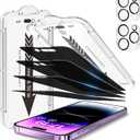 EZ-GLAZ 4-Pack for iPhone 14 Pro Max Privacy Screen Protector [6.7"] with Flawless Fit Kit + 2-Pack Camera Lens Protector, 15-Second Bubble-Free Installation, 9H Hardness, 12FT Military Grade Shatterproof, Scratch Resistant, Tempered Glass