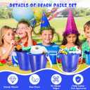 Junkin 24 Sets Sand Buckets and Shovels for Kids 24 Pcs 3.93 Inch Sand Pails 24 Pcs White Shovels Plastic Beach Buckets Bulk with Handles Summer Beach Toys Essentials