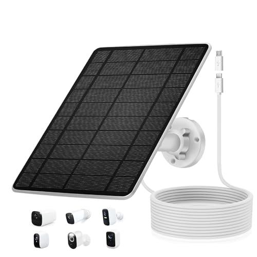 5W Solar Panel for Camera Type C and USB Port，Compatible with Spotlight Cam/Pro/Plus Battery,IP66 Waterproof, 13ft Cable White